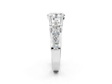 White gold Oval Brilliant Solitaire with Side Stones on a Pave Band and Four-Prong Setting_78