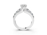 White gold Oval Brilliant Solitaire with Side Stones on a Pave Band and Four-Prong Setting_79