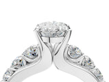 White gold Oval Brilliant Solitaire with Side Stones on a Pave Band and Four-Prong Setting_79