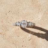 White gold Oval Brilliant Trilogy Channel Set Diamond Ring with Bar Prongs_9
