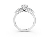White gold Oval Cluster Diamond Engagement Ring with Pavé Band and Four-Prong Setting_55