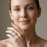 White gold Oval Cluster Diamond Engagement Ring with Pavé Band and Four-Prong Setting_70
