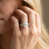 White gold Oval Cluster Diamond Engagement Ring with Pavé Band and Four-Prong Setting_71
