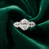 White gold Oval Cluster Diamond Engagement Ring with Pavé Band and Four-Prong Setting_72