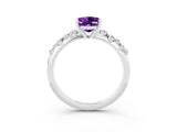White gold Oval Cut Amethyst Cluster Side Stone Solitaire Ring with Prong Setting_27