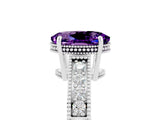 White gold Oval Cut Amethyst Engagement Ring with Milgrain Channel Set Band and Prong Setting_5