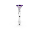 White gold Oval Cut Amethyst Engagement Ring with Side Stone Accents and Four-Prong Setting_29
