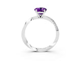 White gold Oval Cut Amethyst Engagement Ring with Side Stone Accents and Four-Prong Setting_30