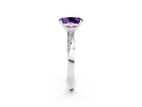 White gold Oval Cut Amethyst Engagement Ring with Side Stone Accents and Four-Prong Setting_86