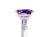 White gold Oval Cut Amethyst Engagement Ring with Side Stone Accents and Four-Prong Setting_89