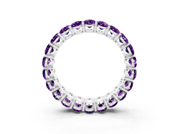 Platinum Oval Cut Amethyst Eternity Band with Shared Prong Setting
