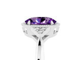 White gold Oval Cut Amethyst Halo Ring with Tapered Band and Four-Prong Setting_5