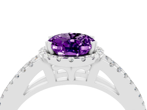 White gold Oval Cut Amethyst Halo Split Shank Engagement Ring_16