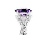 White gold Oval Cut Amethyst  Halo Twist Band Solitaire Prong Setting Ring_53