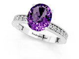 White gold Oval Cut Amethyst Milgrain Pavé Engagement Ring with Four-Prong Setting_13