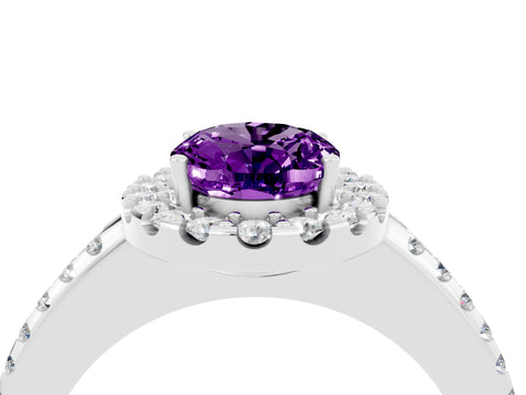 White gold Oval Cut Amethyst Pavé Halo Ring with Four-Prong Setting_16