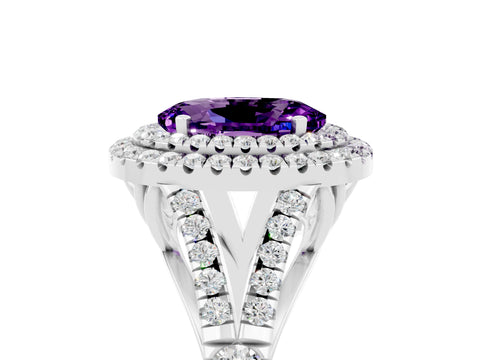 White gold Oval Cut Amethyst Pavé Split Shank Double Halo Engagement Ring_5