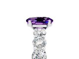 White gold Oval Cut Amethyst Prong Setting with Side Stones on a Pave Band_5