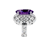 White gold Oval Cut Amethyst Scalloped Halo Engagement Ring with Round Shared Prong Band_17