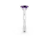 White gold Oval Cut Amethyst Solitaire Engagement Ring with Cathedral Setting and Four-Prong Mount_26