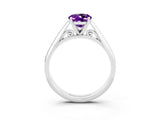 White gold Oval Cut Amethyst Solitaire Engagement Ring with Cathedral Setting and Four-Prong Mount_33