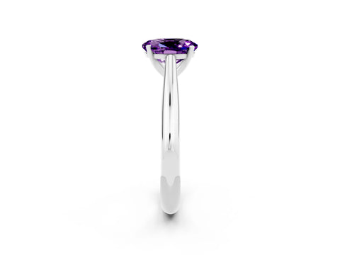 White gold Oval Cut Amethyst Solitaire Engagement Ring with Cathedral Setting and Four-Prong Mount_50