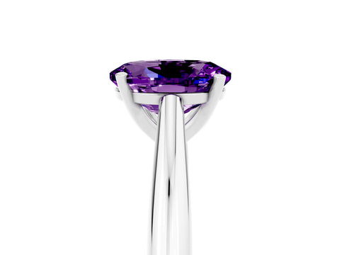 White gold Oval Cut Amethyst Solitaire Engagement Ring with Cathedral Setting and Four-Prong Mount_53