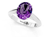White gold Oval Cut Amethyst Solitaire Engagement Ring with Cathedral Setting and Four-Prong Mount_85