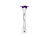White gold Oval Cut Amethyst Solitaire Engagement Ring with Cathedral Setting and Four-Prong Mount_86