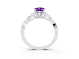 White gold Oval Cut Amethyst Solitaire Engagement Ring with Celtic Knot Band and Four-Prong Setting_3