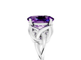 White gold Oval Cut Amethyst Solitaire Engagement Ring with Celtic Knot Band and Four-Prong Setting_5