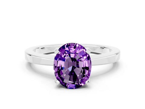 White gold Oval Cut Amethyst Solitaire Engagement Ring with Classic Band and Four-Prong Setting_24