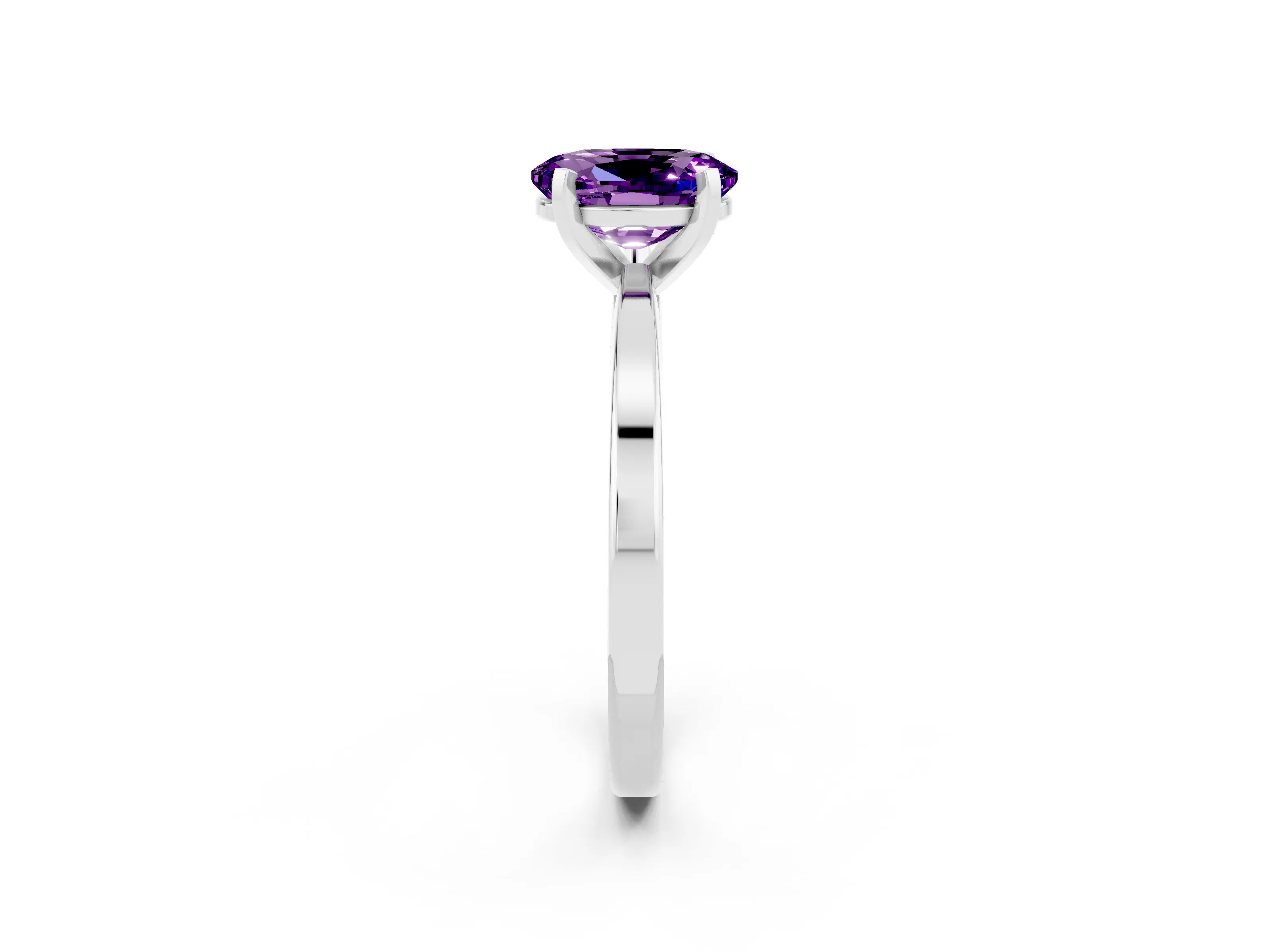 White gold Oval Cut Amethyst Solitaire Engagement Ring with Classic Band and Four-Prong Setting_26