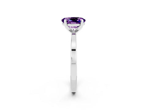 White gold Oval Cut Amethyst Solitaire Engagement Ring with Classic Band and Four-Prong Setting_26