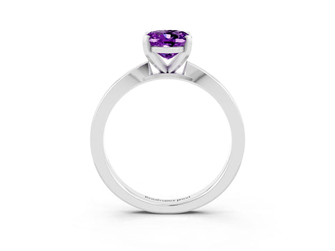 White gold Oval Cut Amethyst Solitaire Engagement Ring with Classic Band and Four-Prong Setting_27