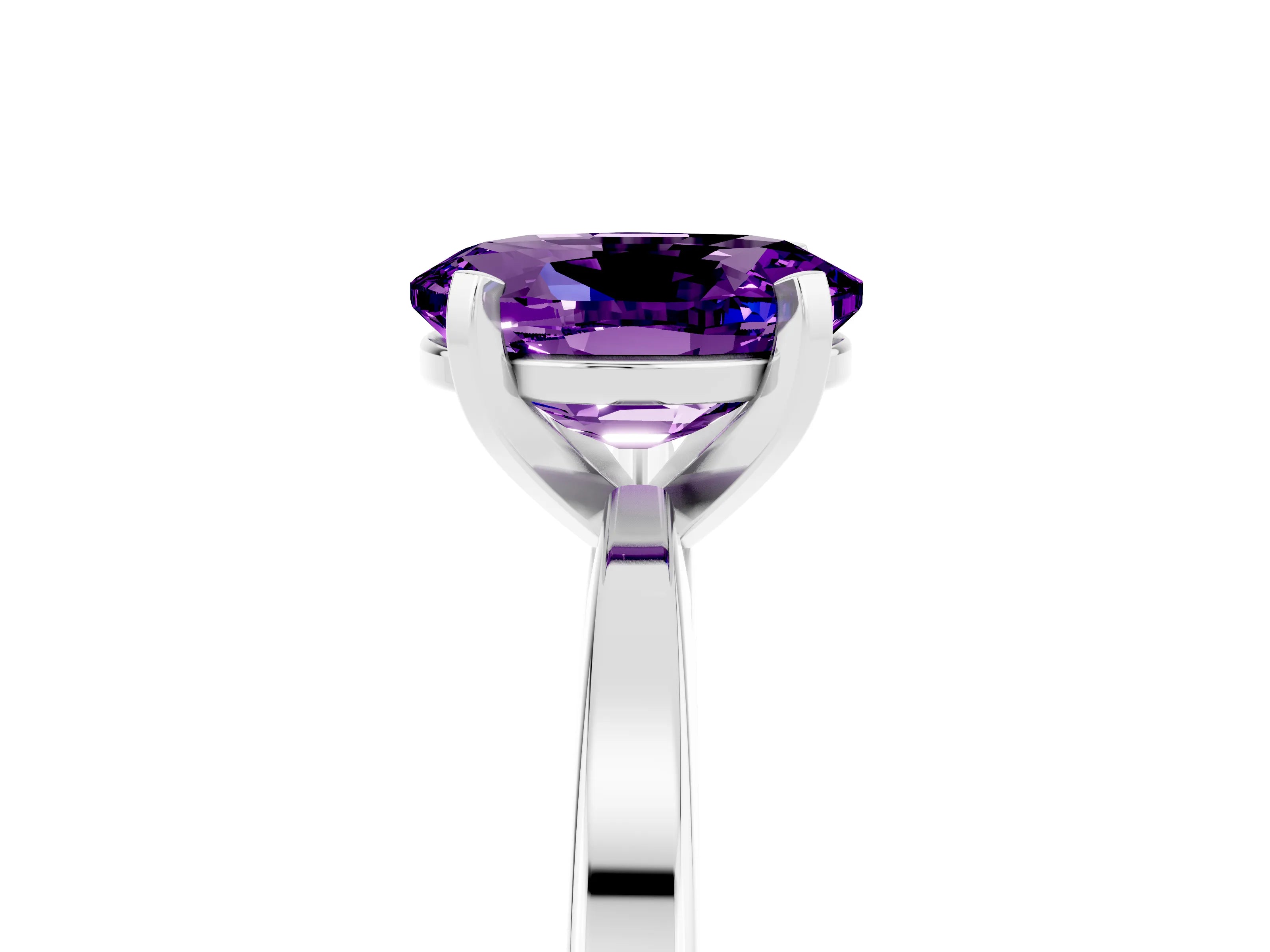 White gold Oval Cut Amethyst Solitaire Engagement Ring with Classic Band and Four-Prong Setting_29