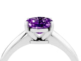 White gold Oval Cut Amethyst Solitaire Engagement Ring with Classic Band and Four-Prong Setting_52