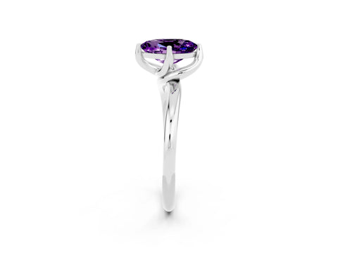 White gold Oval Cut Amethyst Solitaire Engagement Ring with Four-Prong Setting and Classic Band_14