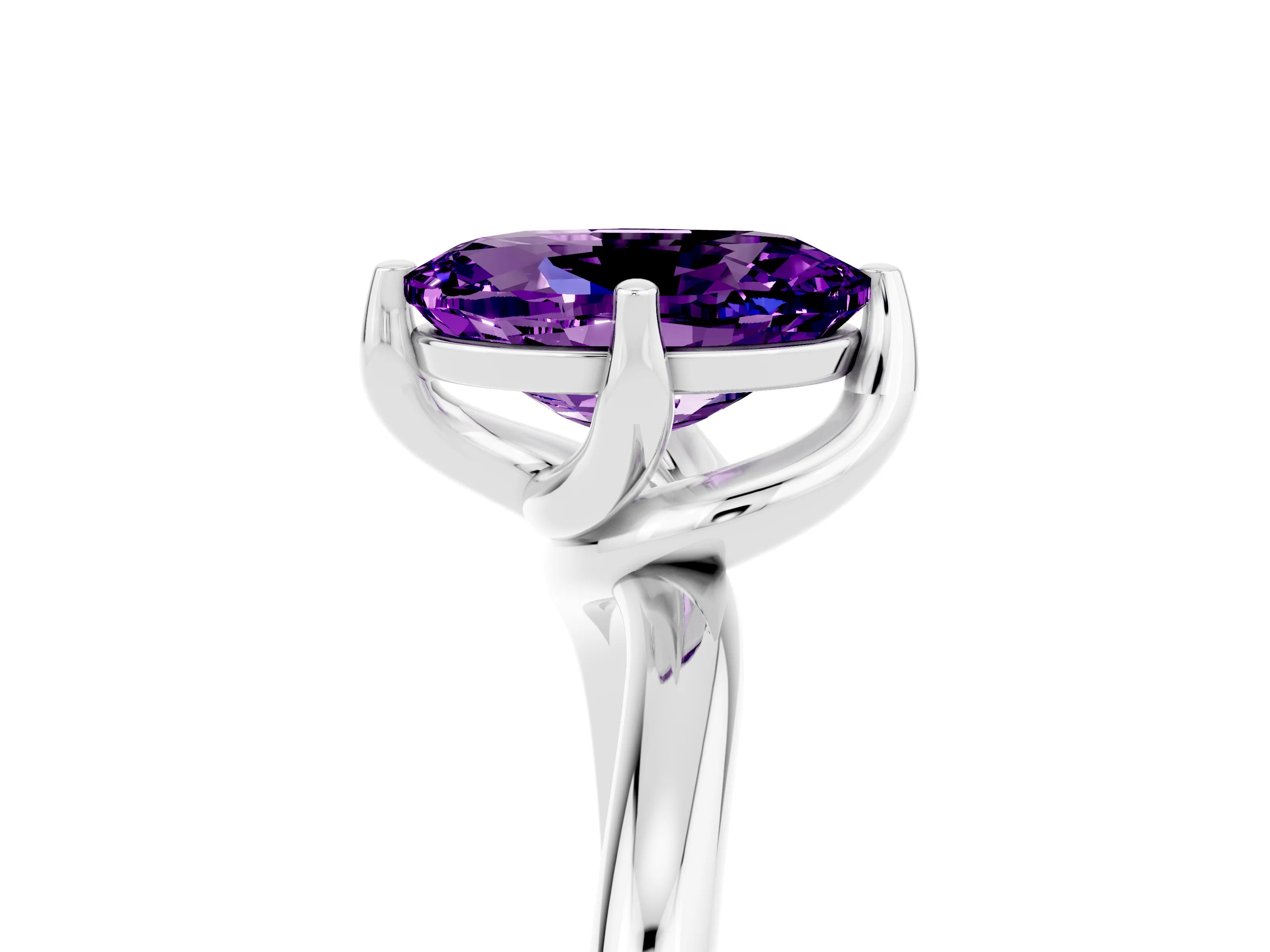 White gold Oval Cut Amethyst Solitaire Engagement Ring with Four-Prong Setting and Classic Band_17