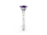 White gold Oval Cut Amethyst Solitaire Engagement Ring with Round Band and Four-Prong Setting_2
