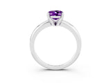 White gold Oval Cut Amethyst Solitaire Engagement Ring with Round Band and Four-Prong Setting_3