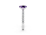 White gold Oval Cut Amethyst Solitaire Pavé Band with Four-Prong Setting_2