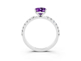 White gold Oval Cut Amethyst Solitaire Pavé Band with Four-Prong Setting_3