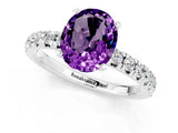 White gold Oval Cut Amethyst Solitaire Pavé Engagement Ring with Round Band and Prong Setting_13