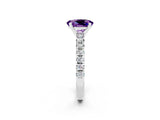 White gold Oval Cut Amethyst Solitaire Pavé Engagement Ring with Round Band and Prong Setting_14