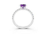 White gold Oval Cut Amethyst Solitaire Pavé Engagement Ring with Round Band and Prong Setting_15
