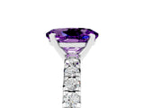 White gold Oval Cut Amethyst Solitaire Pavé Engagement Ring with Round Band and Prong Setting_17