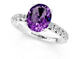 White gold Oval Cut Amethyst Solitaire Pavé Engagement Ring with Round Band and Prong Setting_67