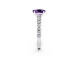 White gold Oval Cut Amethyst Solitaire Pavé Engagement Ring with Round Band and Prong Setting_68