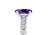 White gold Oval Cut Amethyst Solitaire Pavé Engagement Ring with Round Band and Prong Setting_71